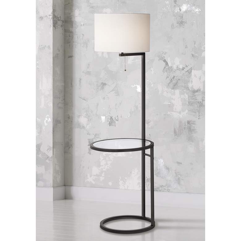 360 Lighting Space Saver 62" High Glass Tray Table Floor Lamp