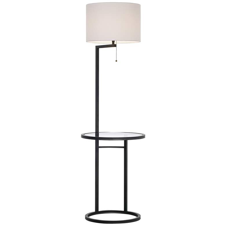 360 Lighting Space Saver 62" High Glass Tray Table Floor Lamp