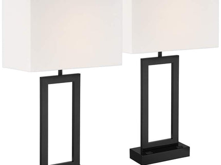360 Lighting Todd 30" Open Base USB and Outlet Table Lamps Set of 2