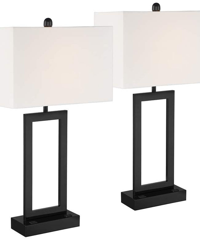 360 Lighting Todd 30" Open Base USB and Outlet Table Lamps Set of 2
