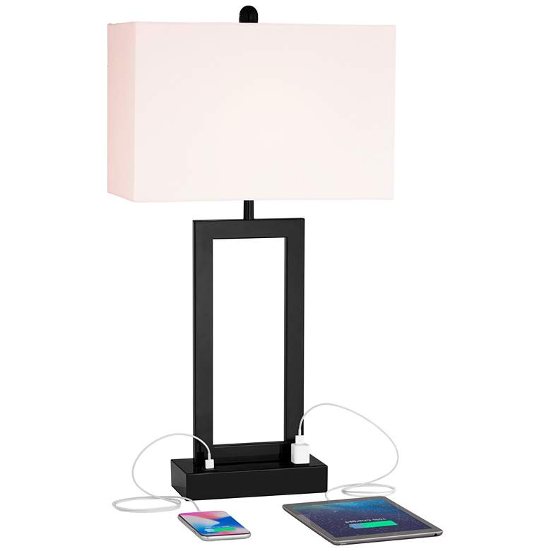 360 Lighting Todd 30" Open Base USB and Outlet Table Lamps Set of 2