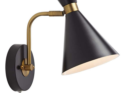 360 Lighting Venice Matte Black Cone Plug-In Wall Lamps Set of 2