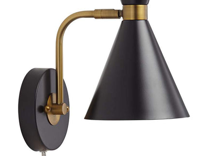 360 Lighting Venice Matte Black Cone Plug-In Wall Lamps Set of 2