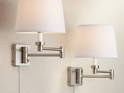 360 Lighting Vero Nickel Swing Arm Plug-In USB Wall Lamps Set of 2