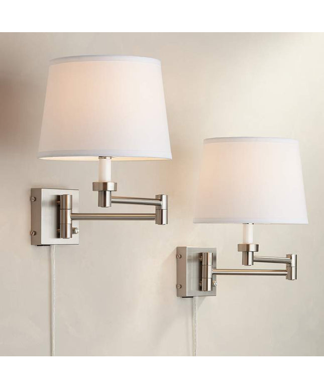 360 Lighting Vero Nickel Swing Arm Plug-In USB Wall Lamps Set of 2