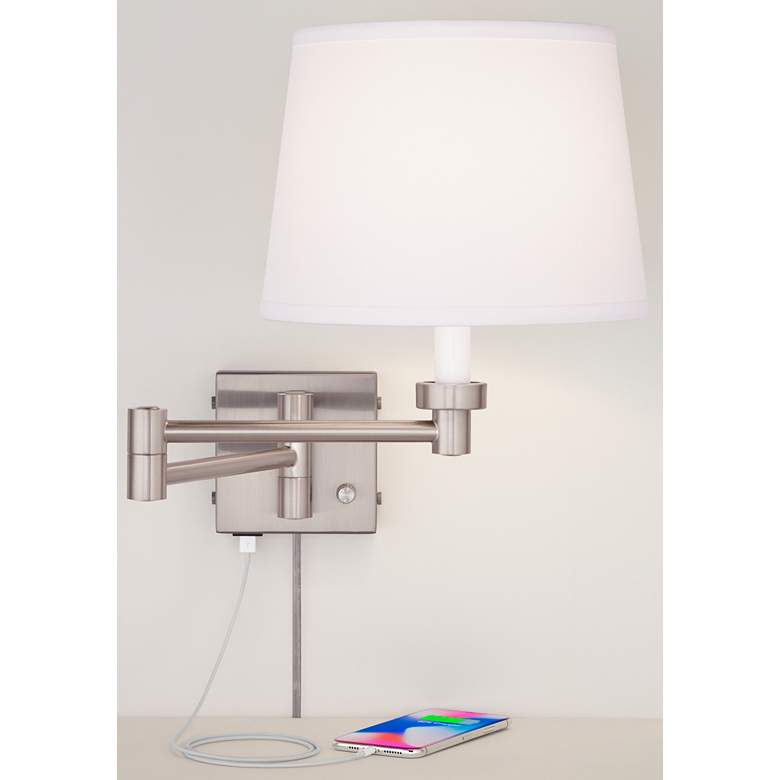 360 Lighting Vero Nickel Swing Arm Plug-In USB Wall Lamps Set of 2