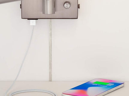 360 Lighting Vero Nickel Swing Arm Plug-In USB Wall Lamps Set of 2