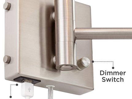360 Lighting Vero Nickel Swing Arm Plug-In USB Wall Lamps Set of 2