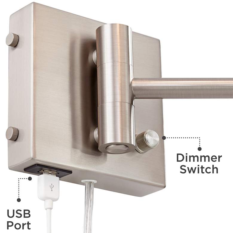 360 Lighting Vero Nickel Swing Arm Plug-In USB Wall Lamps Set of 2