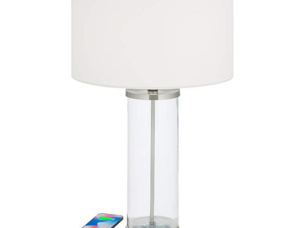 360 Lighting Watkin LED Glass Column USB and Outlet Table Lamps Set of 2