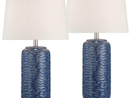 360 Lighting Waves 26 1/2" High Blue Ceramic Table Lamps Set of 2