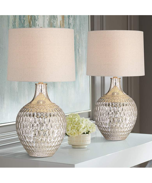 360 Lighting Waylon 28" Modern Luxe Mercury Glass Table Lamps Set of 2