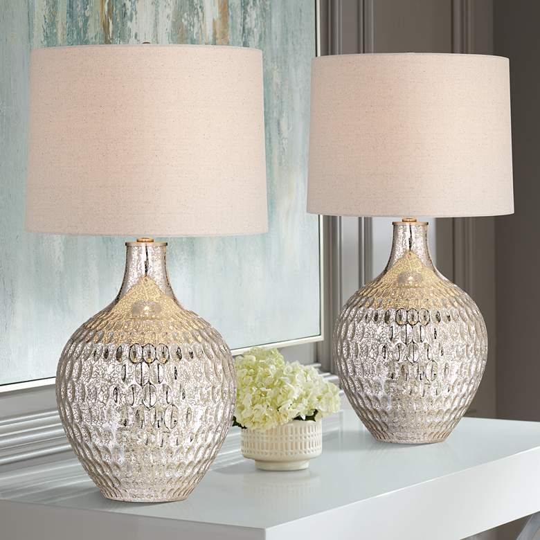 360 Lighting Waylon 28" Modern Luxe Mercury Glass Table Lamps Set of 2