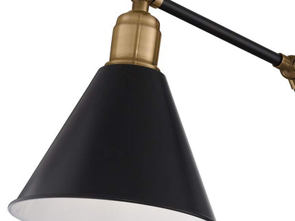 360 Lighting Wray Black and Antique Brass Hardwire Wall Lamps Set of 2