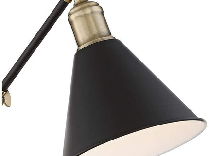 360 Lighting Wray Black and Antique Brass Plug-In Wall Lamps Set of 2