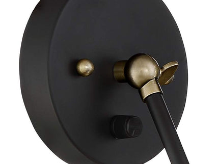 360 Lighting Wray Black and Antique Brass Plug-In Wall Lamps Set of 2
