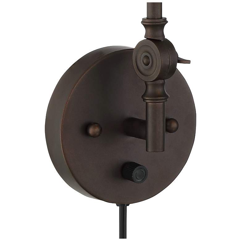 360 Lighting Wray Bronze Metal Adjustable Plug-In Wall Lamps Set of 2