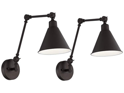 360 Lighting Wray Bronze Metal Finish Hardwire Wall Lamps Set of 2