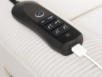 B17183YC,Monogram by Namesake,Willa Deluxe Power Glider Recliner w/Heat&Massage in Ivory Corduroy