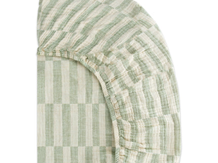 T30536,Babyletto,Moss Stripe Muslin Mini Crib Sheet in GOTS Certified Organic Cotton
