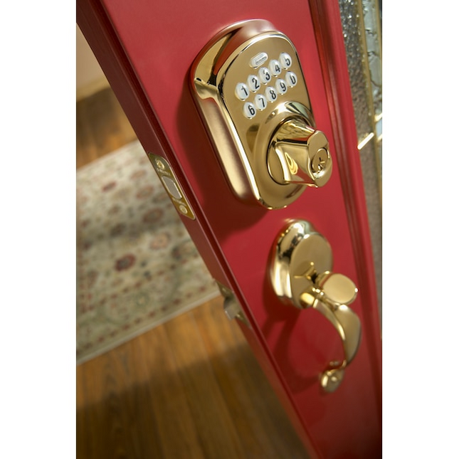 Schlage Plymouth Bright Brass Keypad Electronic Deadbolt Lock