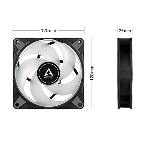 ARCTIC P12 PWM PST A-RGB 120mm Case Fans – 3-Pack, 200–2000 RPM, 5V ARGB, Static Pressure Optimized – Black