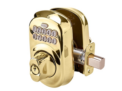 Schlage Plymouth Bright Brass Keypad Electronic Deadbolt Lock