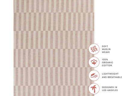 T30633,Babyletto,Cocoa Stripe Muslin All-Stages Midi Crib Sheet in GOTS Certified Organic Cotton