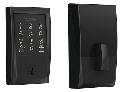 Schlage Encode Century Matte Black Smart Wi-Fi and Bluetooth Touchscreen Keypad Electronic Deadbolt Lock