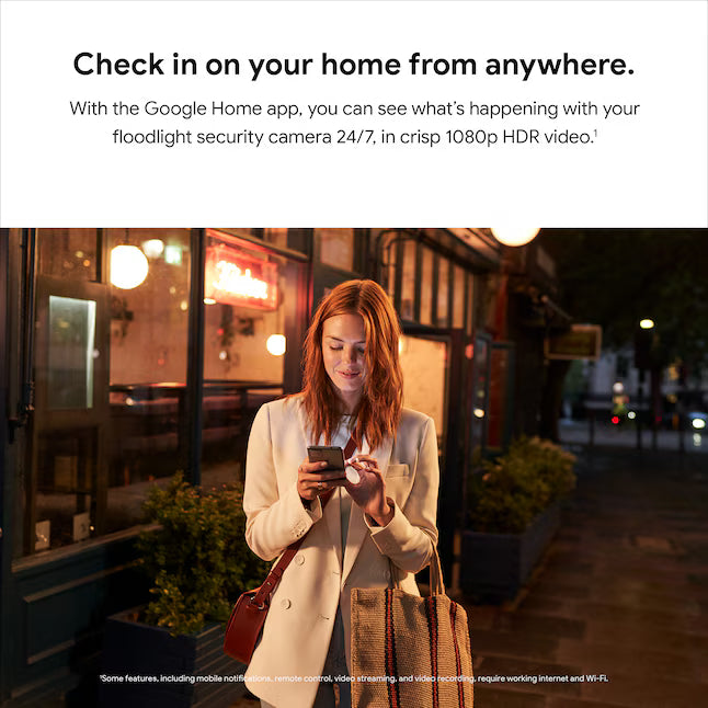 Google Nest Cam with Floodlight - Outdoor Wired Smart Security Camera