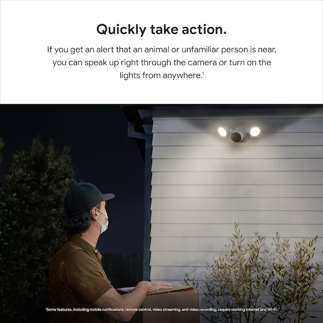 Google Nest Cam with Floodlight - Outdoor Wired Smart Security Camera