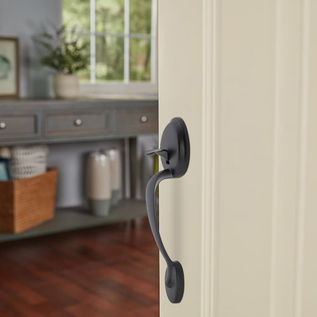 Schlage Plymouth Matte Black Electronic Keypad Deadbolt and Handleset Bundle