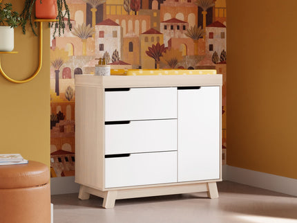 M4223NXW,Babyletto,Hudson 3-Drawer Changer Dresser w/Removable Changing Tray in WashedNatural/White