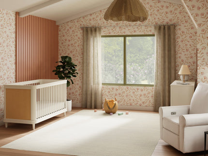 M23701RWHC,Namesake,Marin with Cane 3-in-1 Convertible Crib in Warm White and Honey Cane