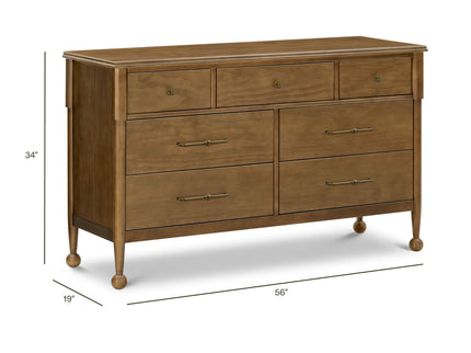M31416NL,Namesake,Alouette 7-Drawer Assembled Dresser in Natural Walnut