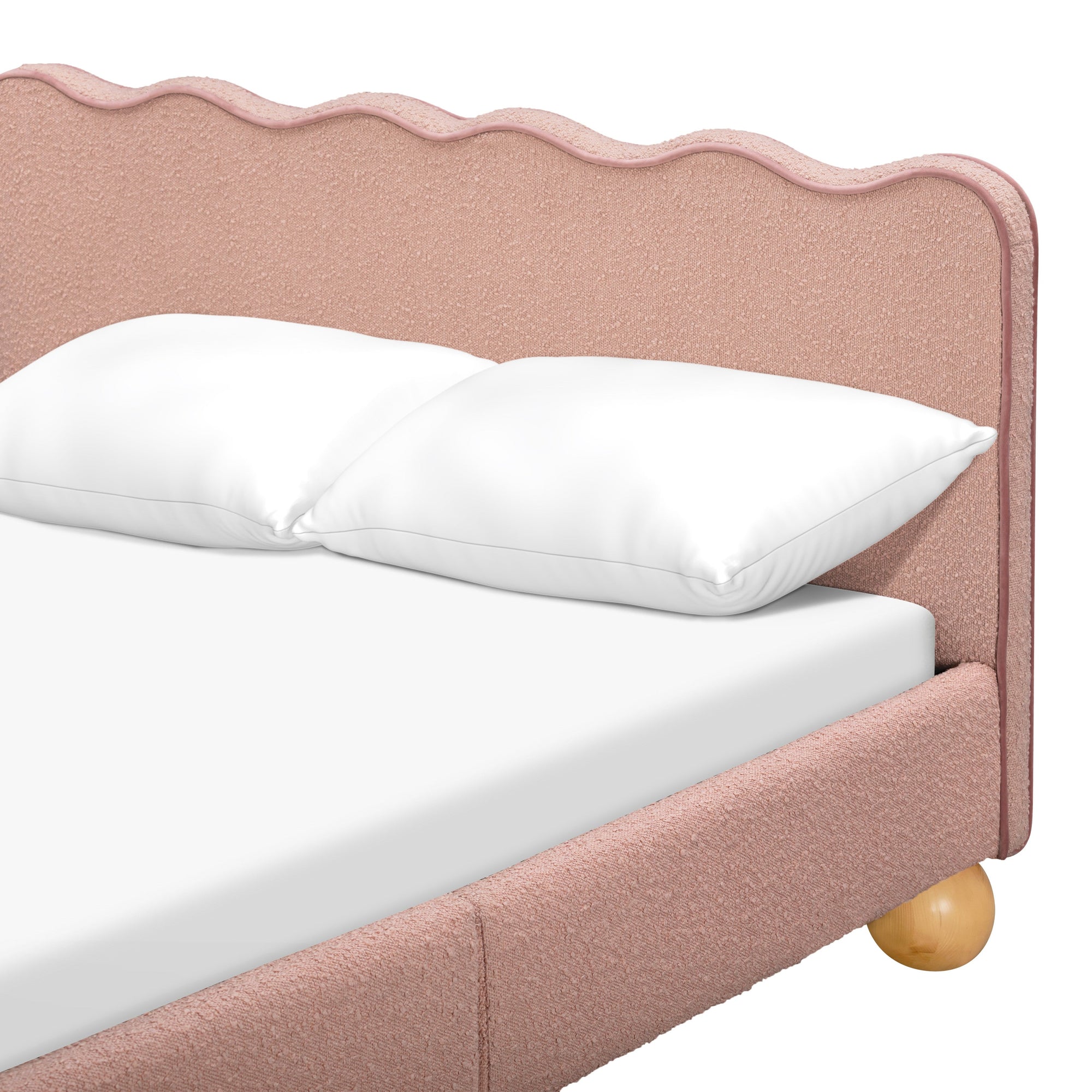 M31396PRSBRY,Babyletto Kids,Rizo Full Bed in Performance Rose Boucle w/Raspberry Piping