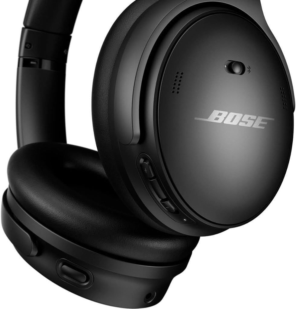 Bose QuietComfort 45 Wireless Noise-Cancelling Headphones – Triple Black, Bluetooth, Renewed.