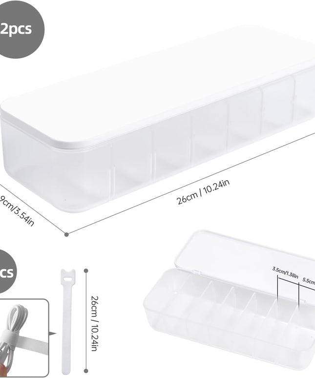 2-Pc Cable Organizer Storage Box with 14 Wire Ties