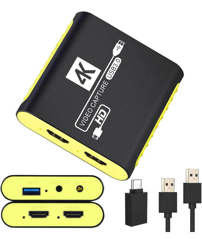 HDMI Video Capture Card for Nintendo Switch 2, 1080P 60FPS, 4K@30Hz Input and Passthrough, HDMI to USB3.0, Compatible with OBS/PS4/PS5/Mac/Windows