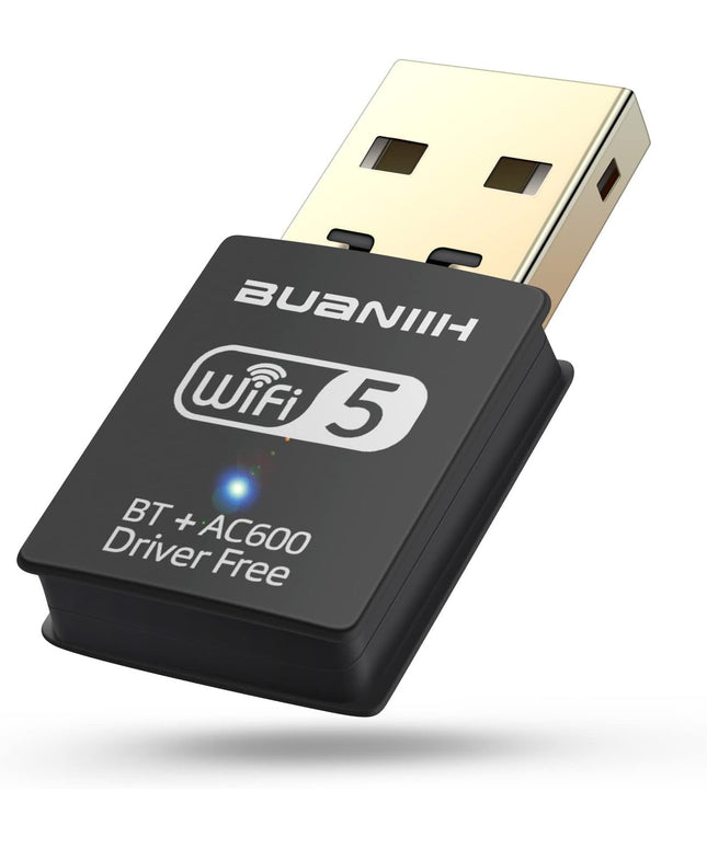 WiFi Adapter for Desktop PC,USB WiFi Adapter,Bluetooth&WiFi 2-in-1,600Mbps 2.4/5.8Ghz Dual Band Wireless Network,Plug and Play, for PC/Laptop/Desktop,Support Win7/8/8.1/10/11