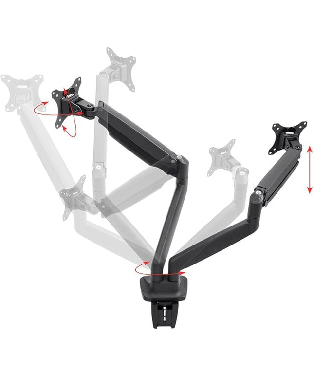 Monoprice Dual Monitor Gas Spring Desk Mount – Full-Motion, Supports 15–34" Monitors, Up to 19.8 lbs per Display – Black (Workstream Collection)