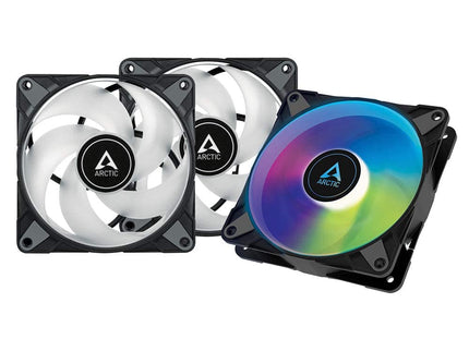 ARCTIC P12 PWM PST A-RGB 120mm Case Fans – 3-Pack, 200–2000 RPM, 5V ARGB, Static Pressure Optimized – Black