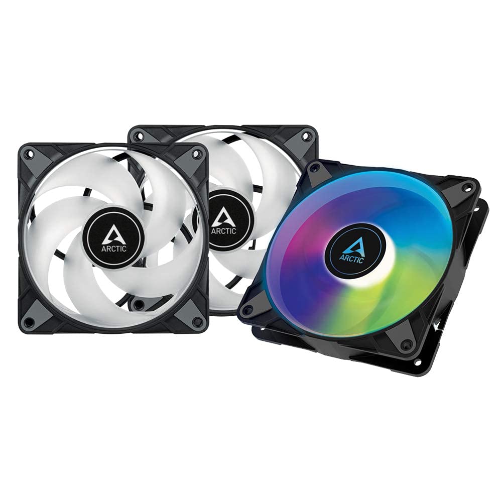 ARCTIC P12 PWM PST A-RGB 120mm Case Fans – 3-Pack, 200–2000 RPM, 5V ARGB, Static Pressure Optimized – Black