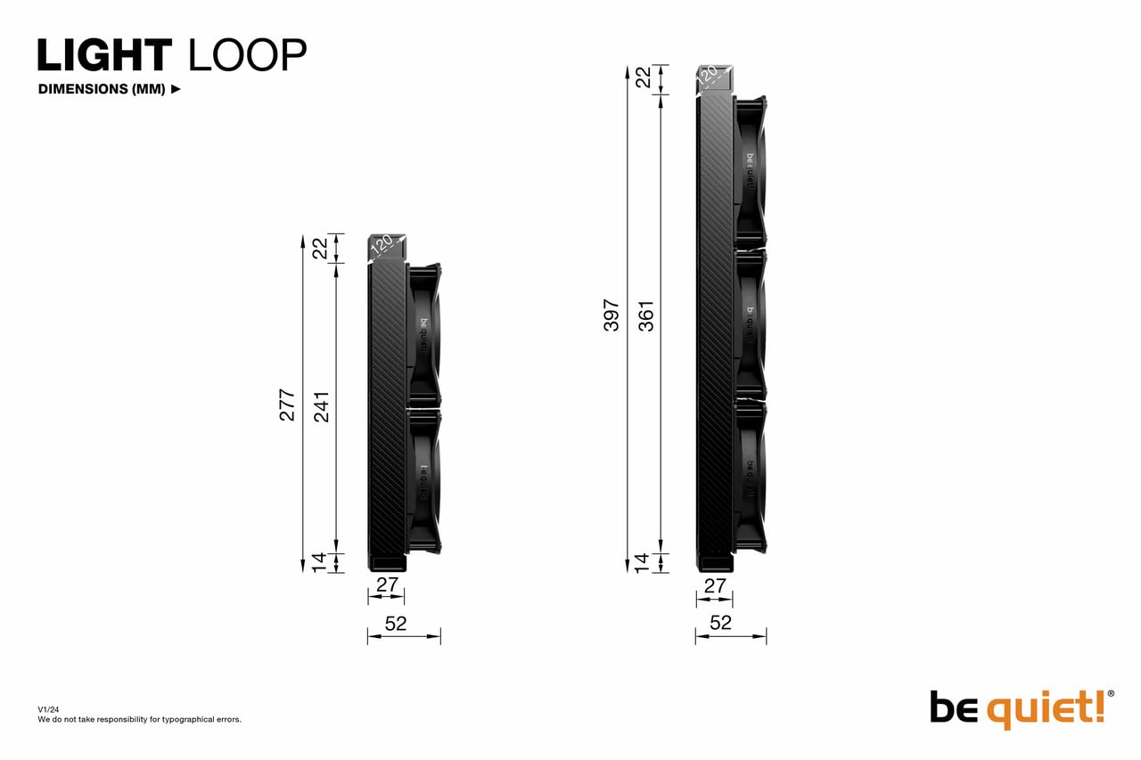 Be Quiet! Light Loop 360mm AIO ARGB CPU Liquid Cooler – Black (BW022)