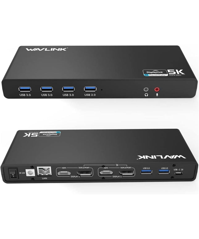 WAVLINK Pro Dual 4K@60Hz Universal Docking Station | USB 3.0/USB-C Laptop Dock for Mac & Windows | 2 HDMI/DP Monitors, Gigabit Ethernet, 6 USB 3.0 | Home Office & Multi-Screen Productivity.