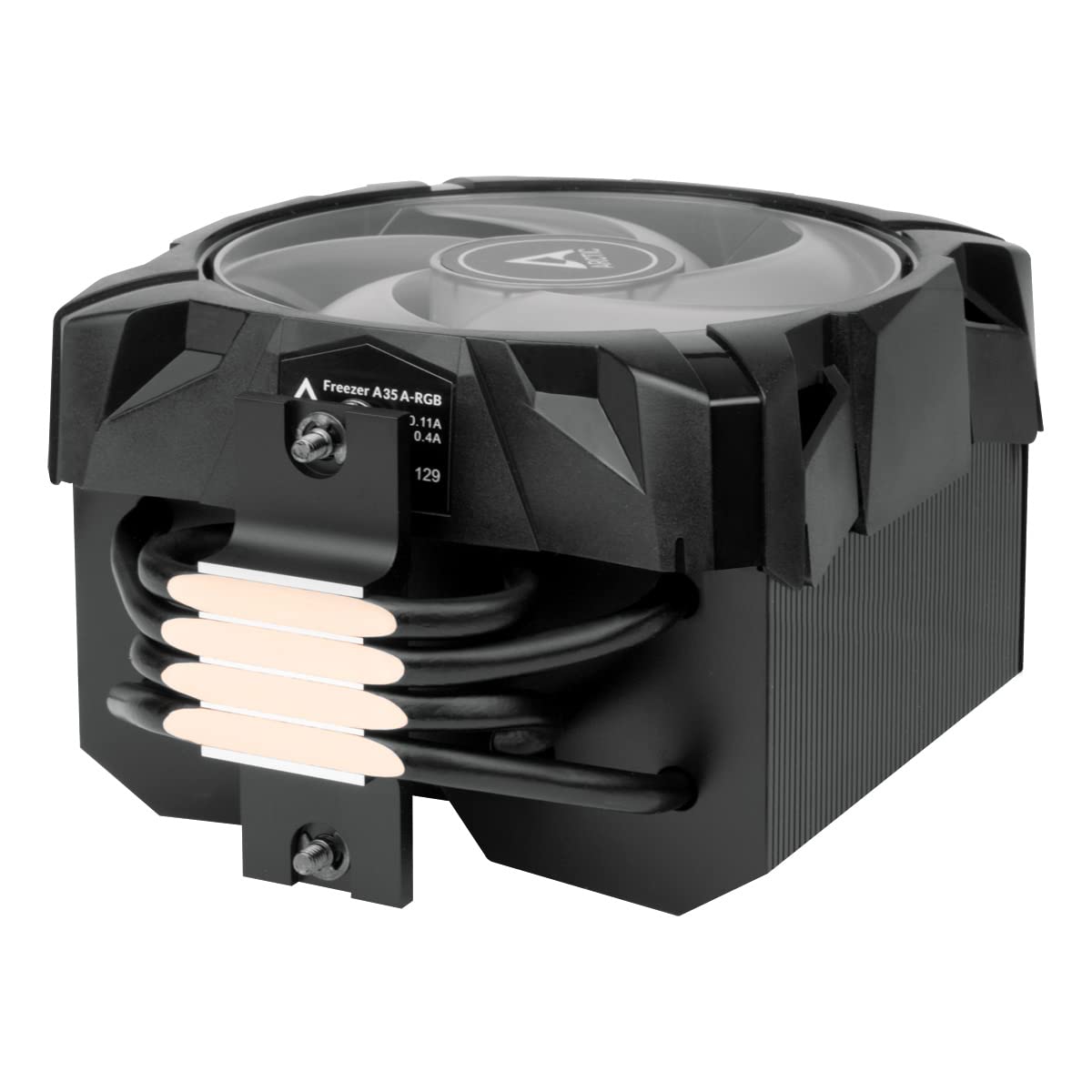 ARCTIC Freezer A35 A-RGB CPU Cooler – Single Tower, 120mm P-Fan, 4 Heat Pipes, AMD AM4, 200–1700 RPM, MX-5 Thermal Paste – Black