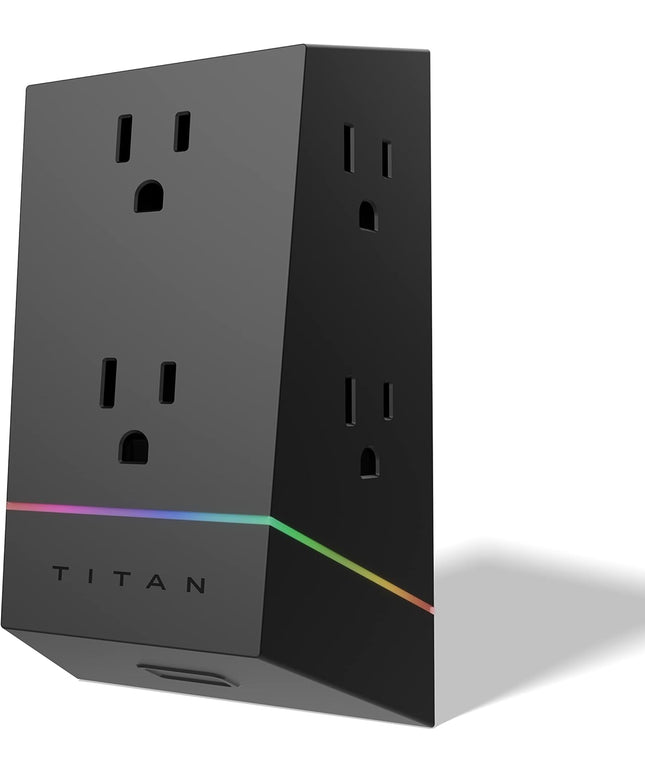 Titan 6-Outlet Surge Protector, LED Light Strip with Full Spectrum Color-Select