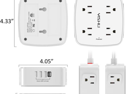 6 Ft Surge Protector Power Strip - 8 Widely Outlets with 4 USB Ports