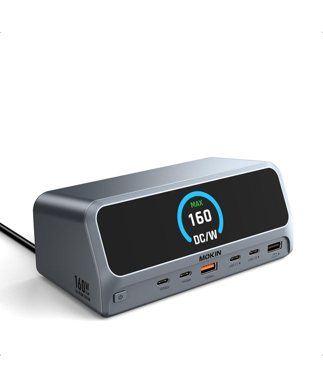 MOKiN Docking Station,13 in 1 USB C Laptop Charging Station with 2.26" LCD Smart Display,Dual HDMI Display,10Gbps USB A/C Ports,Gigabit Ethernet,160W Max Output for Dell,HP,Lenovo and More