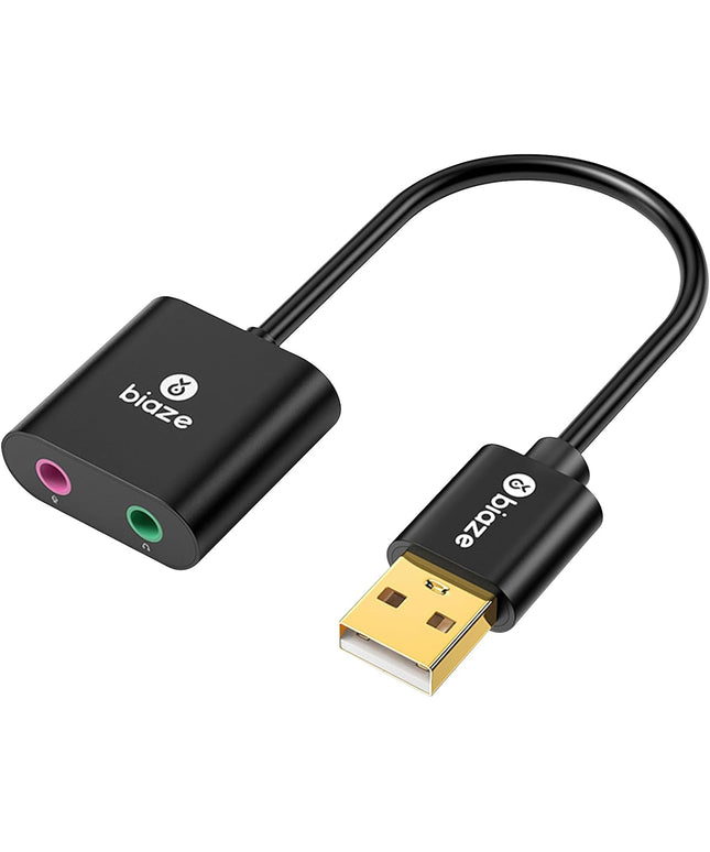 USB to 3.5mm Jack Audio Adapter External Sound Card with 3.5mm Headphone and Microphone TRS Jack to USB Compatible with Windows, Laptops, Desktops Windows, MAC, Linux, PC, PS5, PS4